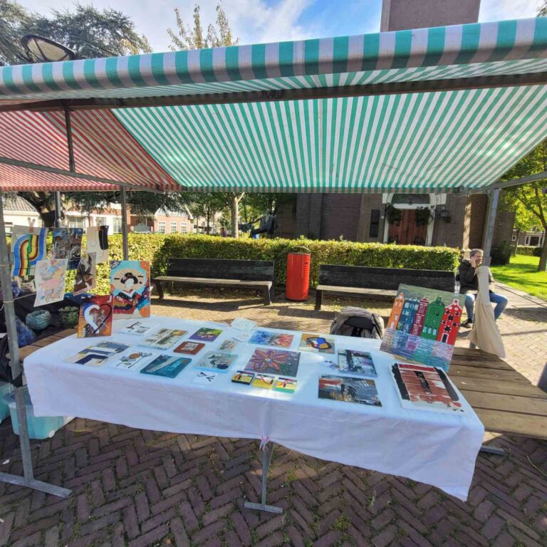 Dragana’s paintings on display at an outdoor art market